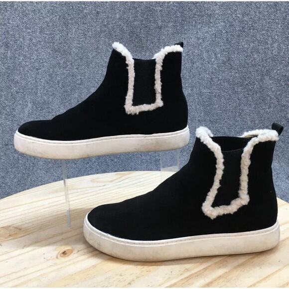 Lucky Brand Chelsea Boots Womens 11M Black Kichai Casual Comfort Faux Fur Suede - Picture 2 of 8